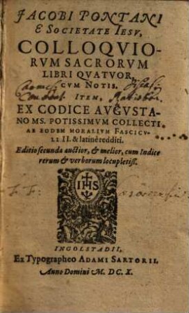 Colloquiorum sacrorum libri quatuor : cum notis