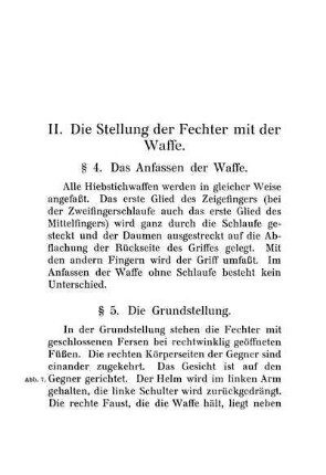 II. Die Stellung der Fechter mit der Waffe