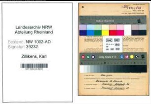 Entnazifizierung Karl Zillikens, geb. 13.02.1915 (Angest.)