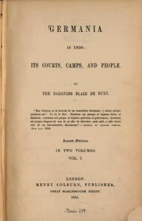 Germania in 1850; its courts, camps, and people, 1
