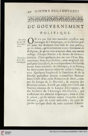 Du gouvernement politique