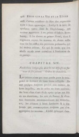Chapitre XIV. Fondations religieuses dont le roi dispose en faveur de ses parens. Ordres de chevalerie