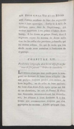 Chapitre XIV. Fondations religieuses dont le roi dispose en faveur de ses parens. Ordres de chevalerie