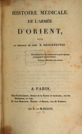 Histoire médicale de l'armée d'Orient