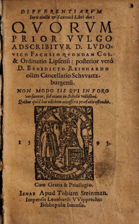 Differentiarum iuris civilis & saxonici libri duo