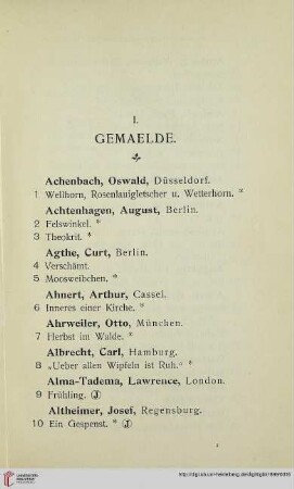 I: Gemälde (Nr. 1-1272)