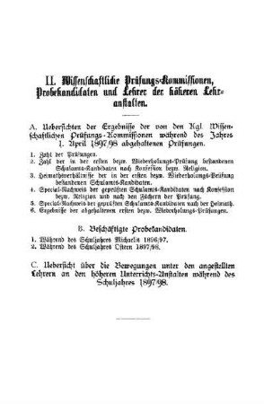 Wissenschaftliche Prüfungs-Kommissionen, Probekandidaten und Lehrer der höheren Lehranstalten