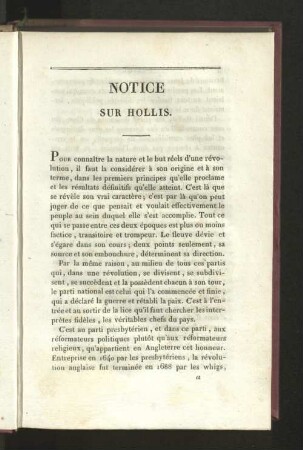 Memoires des Hollis