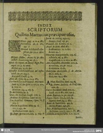 Index Scriptorum Quibus Martucius praecipue usus