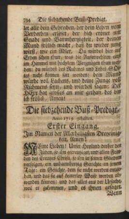 Die siebzehende Buß-Predigt, Anno 1719. gehalten.