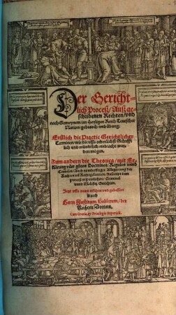 Der gerichtlich Proceß : auß geschribenen Rechten und nach gemeynem, im Heyligen Reich Teutscher Nation, Gebrauch und Übung ... die Practic gerichtlicher Terminen ... die Theorica mit Erklärung viler guten Doctrinen ... zusampt dem Proceß in peinlichen, Criminal unnd Malefitz Gerichten