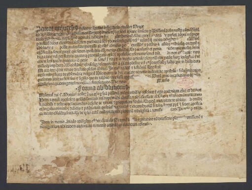 Ablassbrief zum besten des Kampfes gegen die Türken. 1482