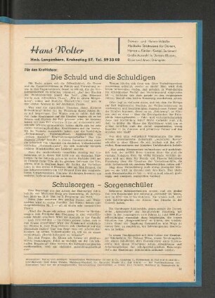 Für den Kraftfahrer: Die Schuld und die Schuldigen