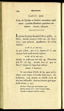 Caput XXII. Locus in Cyclope a Heathio emendatus explicatur; [...]