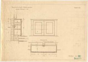 Fischer, Theodor; Nördlingen; Wohnhäuser Baugenossenschaft - Speiseschrank (Ansicht, Schnitte)