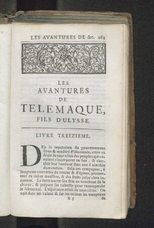 Les avantures de Telemaque, fils d'Ulysse. Livre treizieme.
