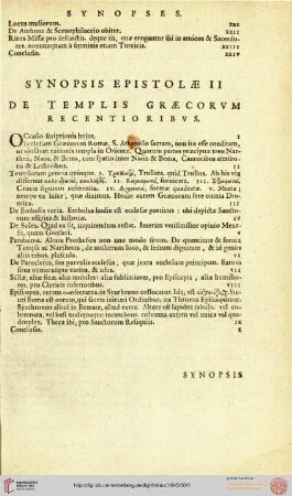 Synopsis epistolae II de templis graecorvm recentioribvs