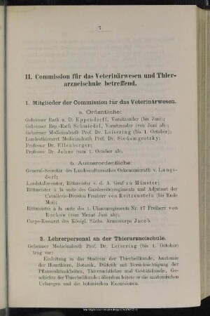 II. Veterinär-Commission und Thierarzneischule betreffend