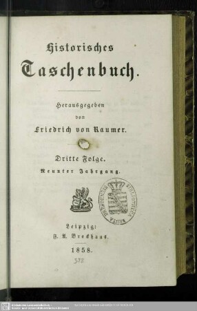 3.F.9.1858: Historisches Taschenbuch