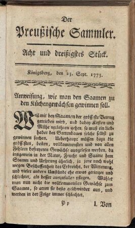 Acht und dreißigstes Stück. Königsberg, den 23. Sept. 1773.