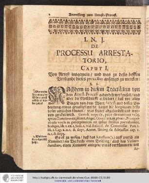 De Processu Arrestatorio. Caput I.