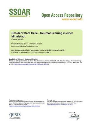 Residenzstadt Celle - Reurbanisierung in einer Mittelstadt