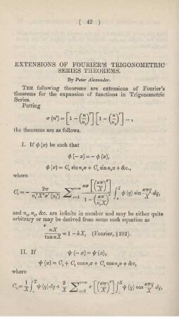 Extensions of Fourier's trigonometric series theorems.