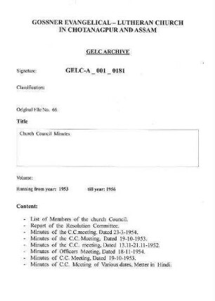 Church Council Minutes