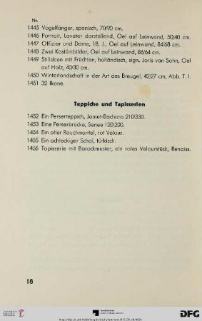Teppiche und Tapisserien (Nr. 1452-1456)