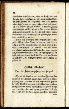 Dritter Abschnitt. Von der Zusammenziehung des Herzens.