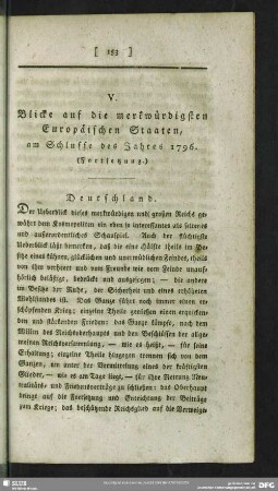 V. Blicke auf die merkwürdigsten Europäischen Staaten, am Schlusse des Jahres 1796. (Fortsetzung)