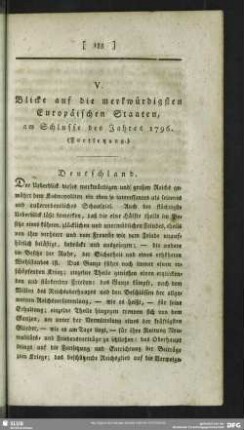 V. Blicke auf die merkwürdigsten Europäischen Staaten, am Schlusse des Jahres 1796. (Fortsetzung)