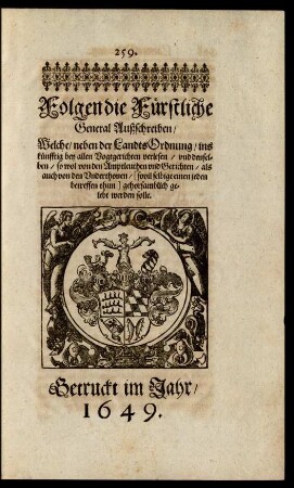 Folgen die Fürstliche General Außschreiben ...