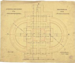 Pfann, Paul; Aschaffenburg; Ludwigsbrunnen - Fundamente (Grundriss)