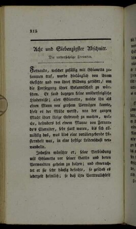 Acht und Siebenzigster Abschnitt. Die unvorsichtige Freundin