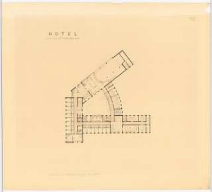 Großstadthotel Schinkelwettbewerb 1952: Grundriss 1.OG 1:200