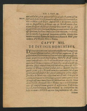 Caput XII. De Divinis Nominibus.