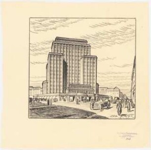 Hochhaus am Bahnhof Friedrichstraße, Berlin: Perspektivische Ansicht