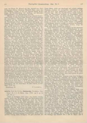 215-218 [Rezension] Achelis, E. Chr., Christusreden. Predigten. 1. Bd