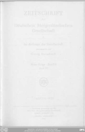 Bd. 81 (1927): Zeitschrift der Deutschen Morgenländischen Gesellschaft : ZDMG