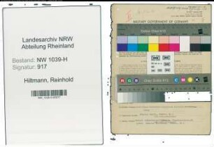 Entnazifizierung Reinhold Hiltmann , geb. 01.01.1889 (Beamter)