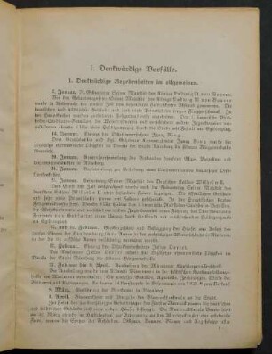 1. Denkwürdige Begebenheiten im allgemeinen.