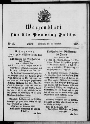 Nr. 50, Ausgabe vom 11. Dezember 1847