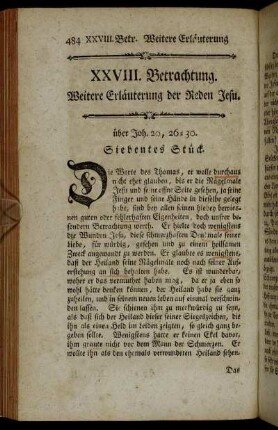 XXVIII. Betrachtung. Weitere Erläuterung der Reden Jesu.