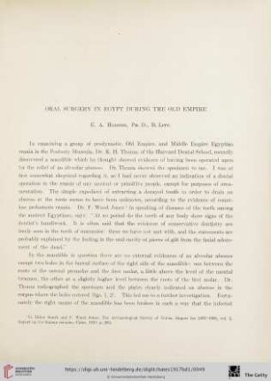 Oral Surgery in Egypt during the Old Empire