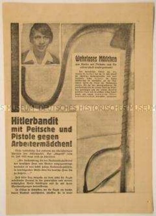 Programmatischer Wahlaufruf der Kommunistischen Partei Deutschlands gegen gewaltsames Vorgehen der Nationalsozialisten gegenüber Wahlhelfern anlässlich der Reichstagswahl Juli 1932