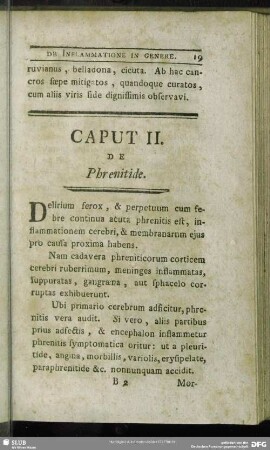 Caput II. De Phrenitide