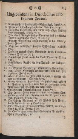 Ungebundene in Duodecimo und kleinerm Format