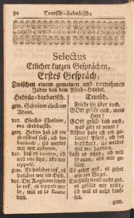 Selectus Etlicher kurzen Gesprächen