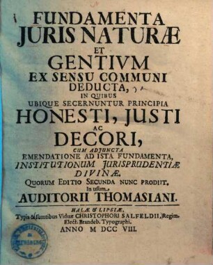 Fundamenta iuris naturae et gentium ex sensu communi deducta